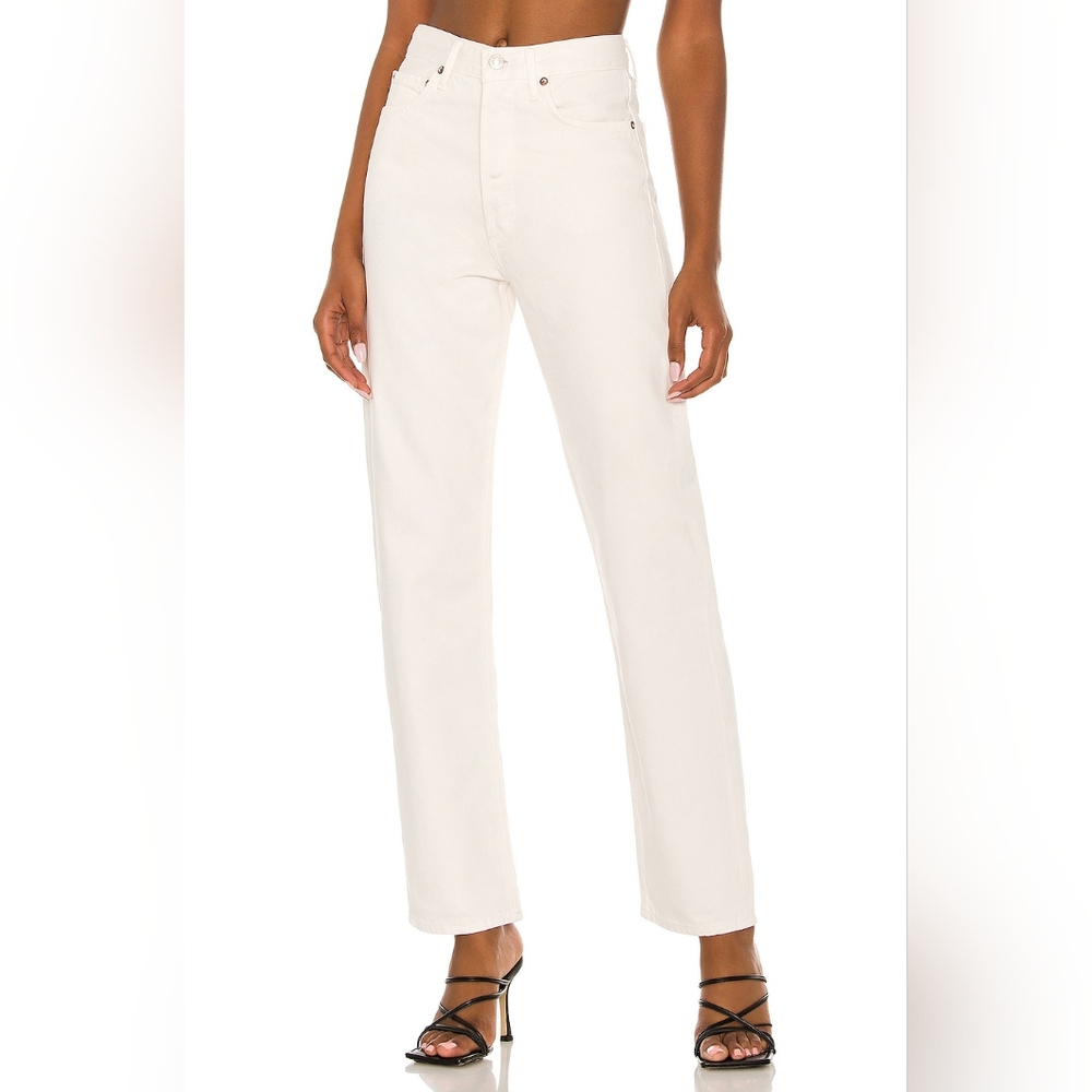 AGOLDE White 90's Denim Pants Ivory Size 27 Minimalist Quiet Luxery Relaxed Fit
